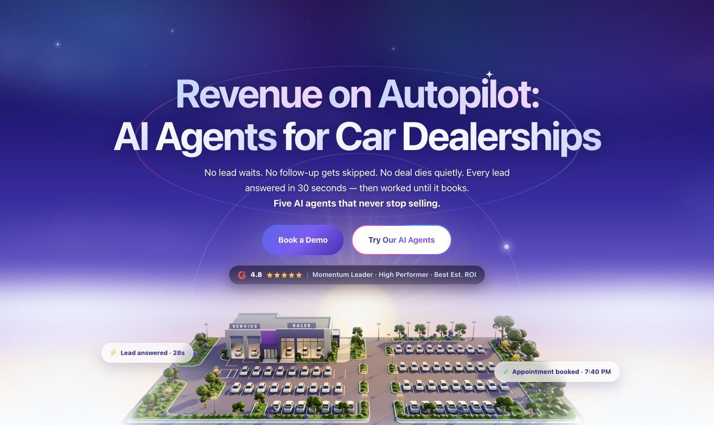 Matador home page. Marketing mockup. Source. matador.ai, home page