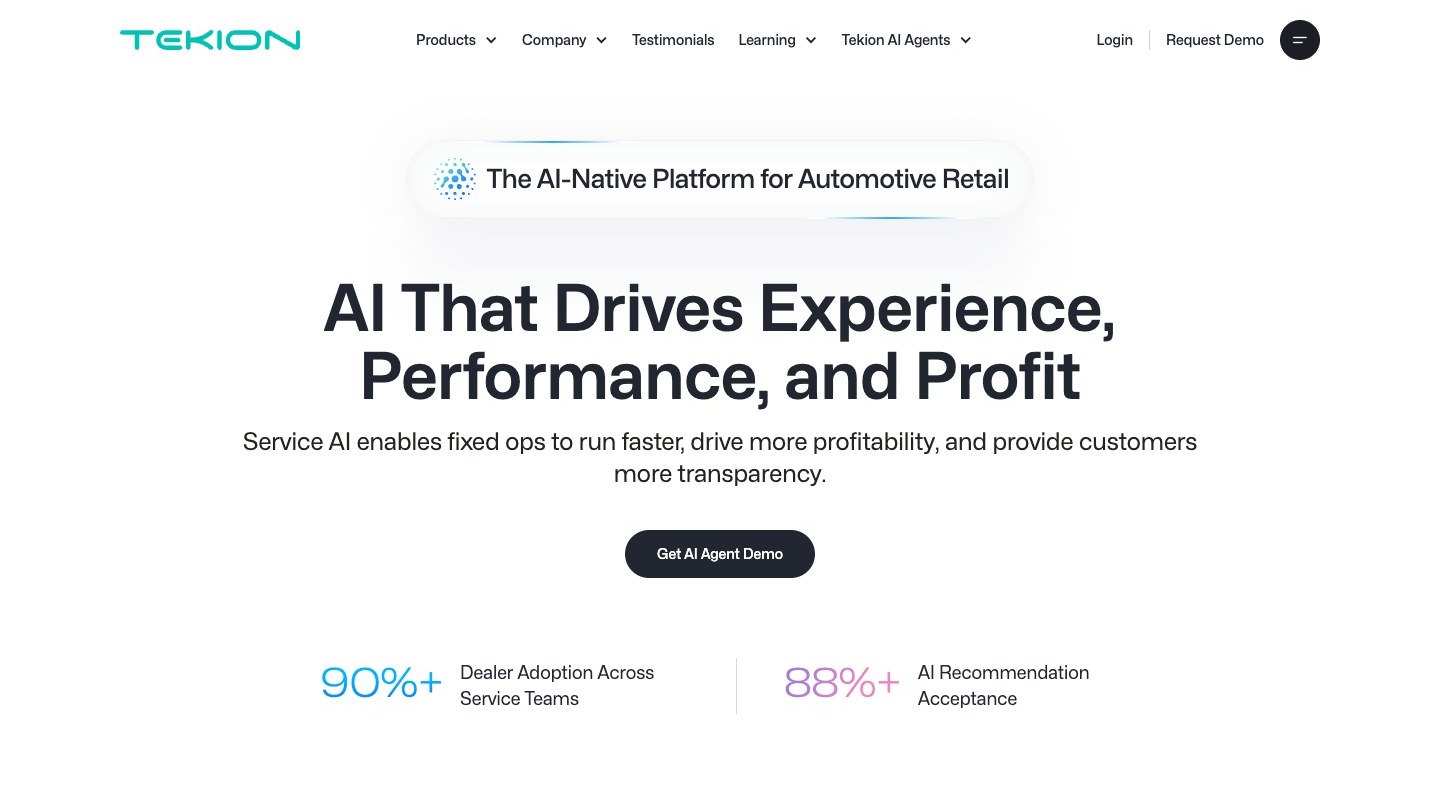 Service AI page. Marketing mockup. Source: tekion.com, Service AI page