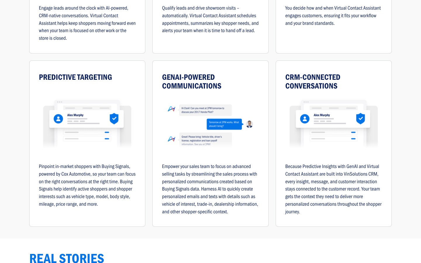 Virtual Contact Assistant. Marketing mockup. Source. vinsolutions.com/solutions/ai